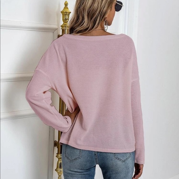 Off the shoulder waffle knit long sleeve top cozy - Picture 10 of 10
